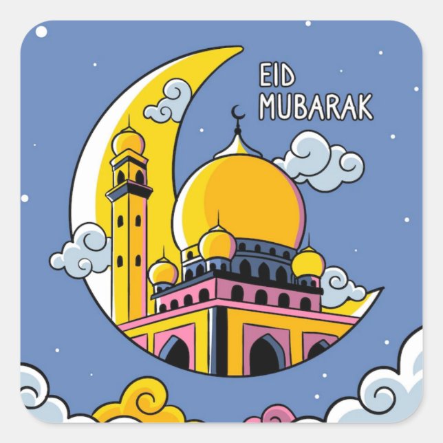 Adesivo Quadrado Eid Mubarak Islâmico (Frente)