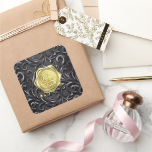 Adesivo Quadrado Eid mubarak - padrão dourado