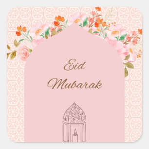Adesivo Quadrado Eid mubark rosa