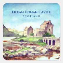 Eilean Donan Castle Scotland Watercolor Painting