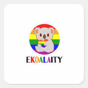 Adesivo Quadrado Ekoalaty Equality Gay Koala Bear Engraçado LGBT Ra