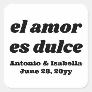 Adesivo Quadrado El amor es dulce recepção de casamento trata para