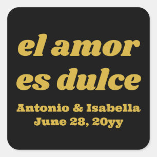 Adesivo Quadrado El amor es dulce recepção de casamento trata para