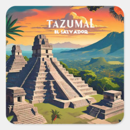 Adesivo Quadrado El Salvador | Viagem Vintage Retro Personalizado