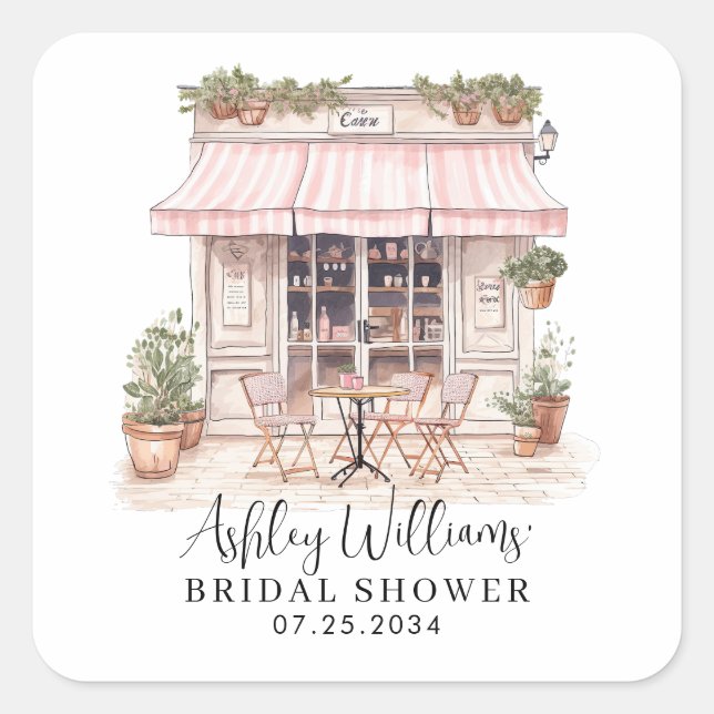 Adesivo Quadrado Ela Disse Oui Sim Café Francês Paris Chá de Noiva (Frente)