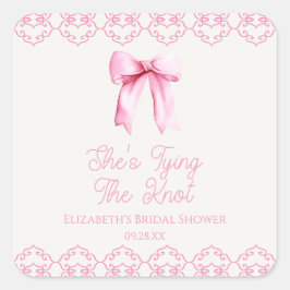 Adesivo Quadrado Ela Está Amarrando O Laço Rosa Chuveiro de Noiva