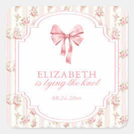 Adesivo Quadrado Ela Está Amarrando o Nó Coquete Festa de Noivado