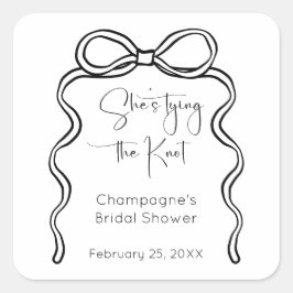 Adesivo Quadrado Ela Está Fazendo o Nó Festa de Noivado com Roteiro