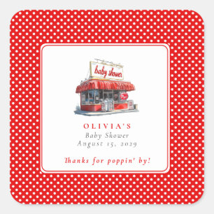 Adesivo Quadrado Ela está prestes a Pop Pocorn Pop Soda Chá de fral