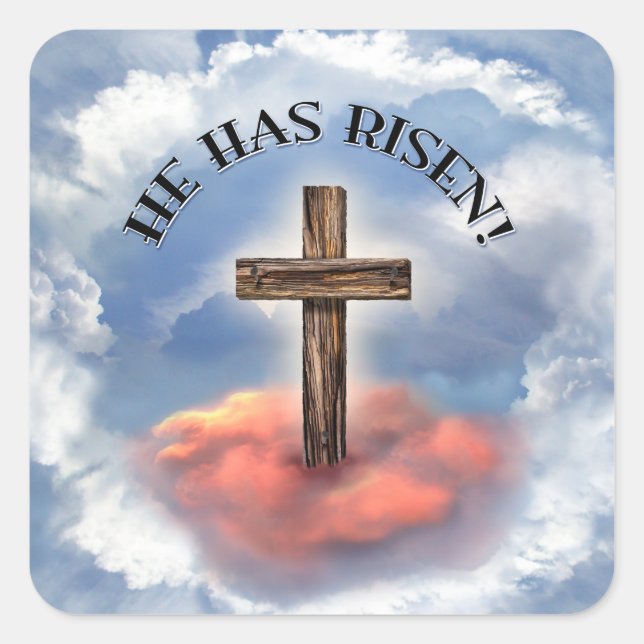 Adesivo Quadrado Ele Aumentou A Cruzada Com Nuvens (Frente)