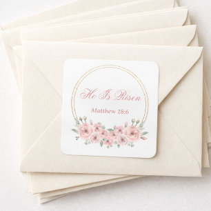 Adesivo Quadrado Ele É Dourado De Páscoa Floral Rosa
