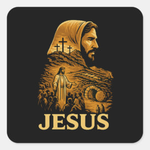Adesivo Quadrado Ele é Risen Jesus Felz pascoa Cristão