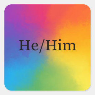 Adesivo Quadrado Ele/Him Pronoun Sticker