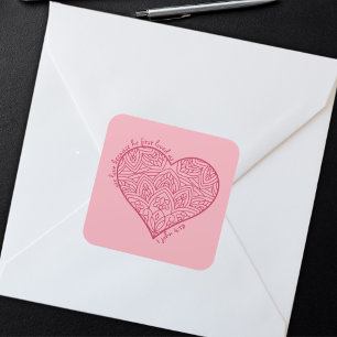 Adesivo Quadrado Ele Primeiro Nos Amava 1 John 4:19 Red Heart Chris