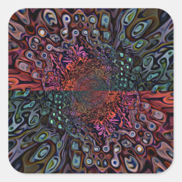 Adesivo Quadrado Electric Fractal Kaleidoscope Abstract Design