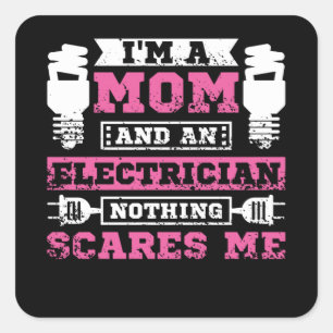 Adesivo Quadrado Electrician Mom