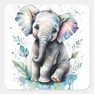 Adesivo Quadrado Elefante 