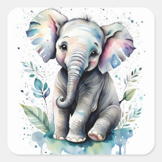 Adesivo Quadrado Elefante