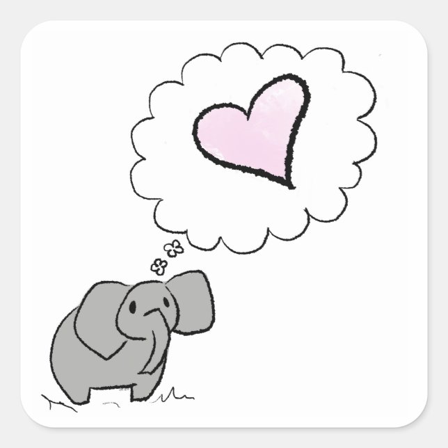 Adesivo Quadrado Elefante apaixonado (Frente)