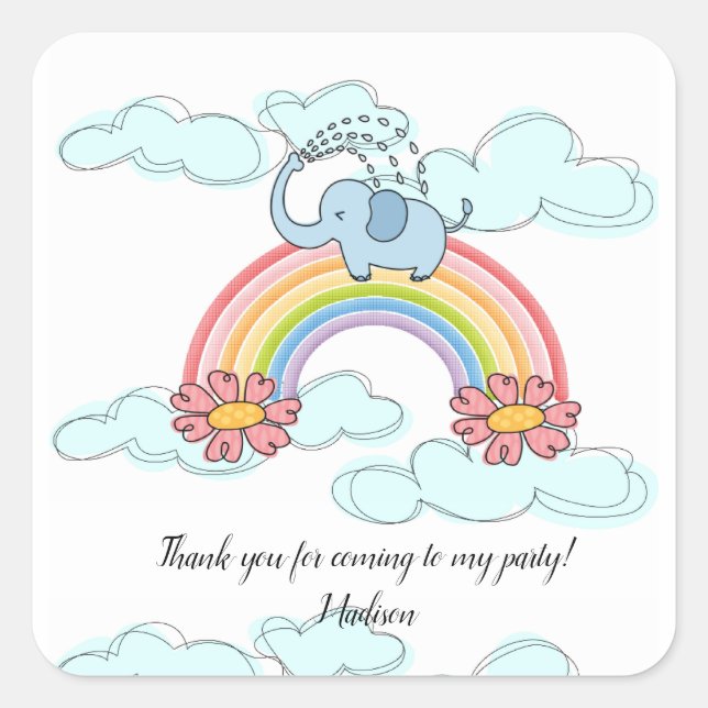 Adesivo Quadrado Elefante Azul Pelos Padrões (Frente)