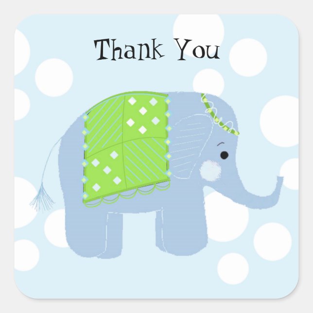 Adesivo Quadrado Elefante Bebê Obrigado (Frente)
