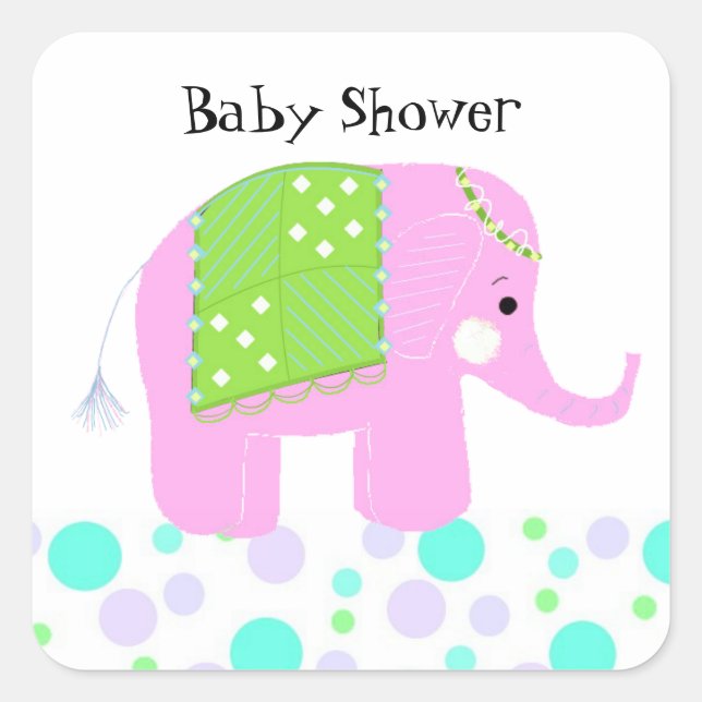 Adesivo Quadrado Elefante Bebê Obrigado (Frente)