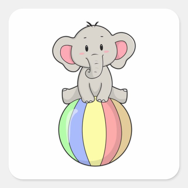 Adesivo Quadrado Elefante com balão (Frente)