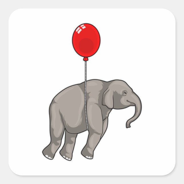 Adesivo Quadrado Elefante com balão (Frente)