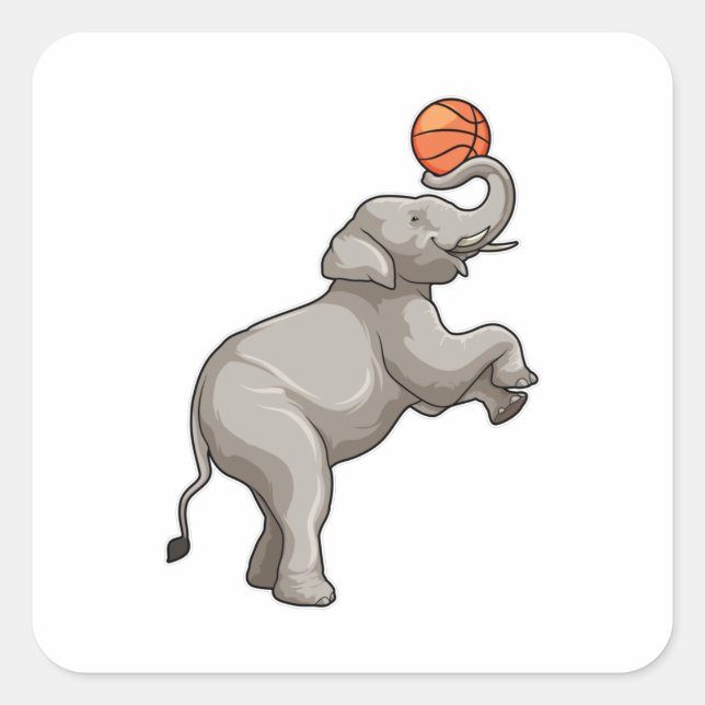 Adesivo Quadrado Elefante com basquete (Frente)