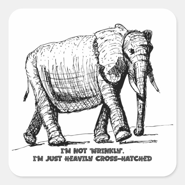 Adesivo Quadrado Elefante com Cruzamento Pesado (Frente)