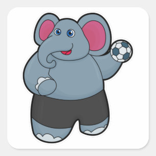 Adesivo Quadrado Elefante como jogador de handebol com handebol