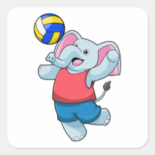 Adesivo Quadrado Elefante como jogador de voleibol