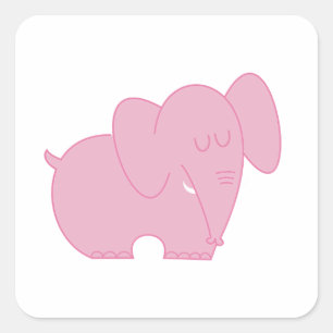 Adesivo Quadrado Elefante Doce (Rosa)