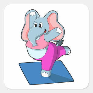 Adesivo Quadrado Elefante em Yoga Stretching