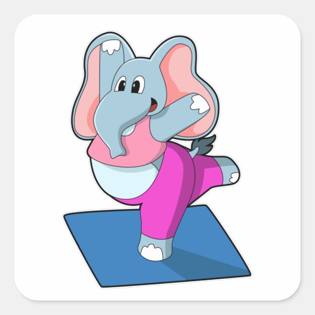 Adesivo Quadrado Elefante em Yoga Stretching (Frente)