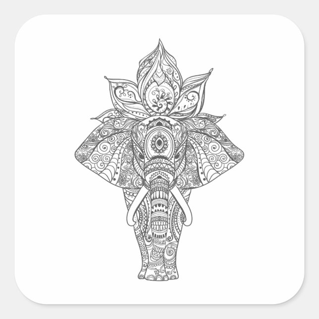 Adesivo Quadrado Elefante Inspirado (Frente)