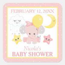 Elefante Menina com estrelas Baby Shower