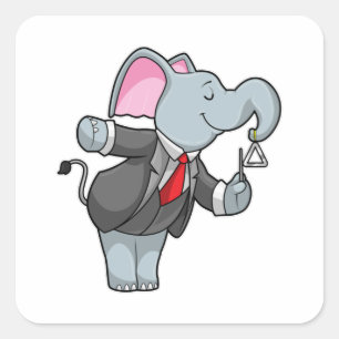 Adesivo Quadrado Elefante na Música com Triângulo