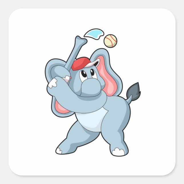 Adesivo Quadrado Elefante no Baseball (Frente)