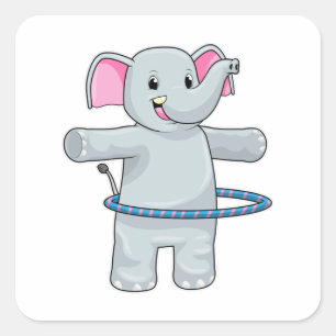 Adesivo Quadrado Elefante no Esporte com pneus de Malhação