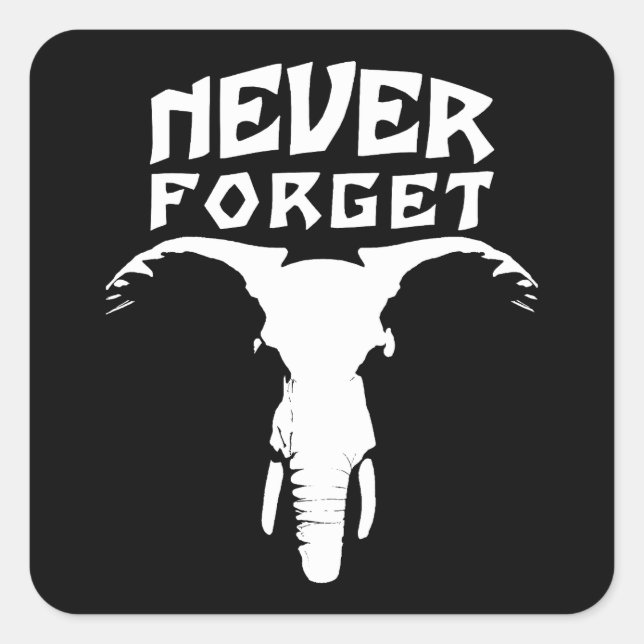 Adesivo Quadrado Elefante Nunca Esquece (Frente)