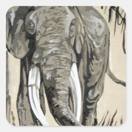 Adesivo Quadrado Elefante Passando Pela Arte De Savana