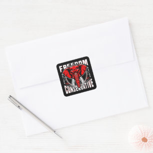 Adesivo Quadrado Elefante Vermelho Faith Family Freedom Conservad
