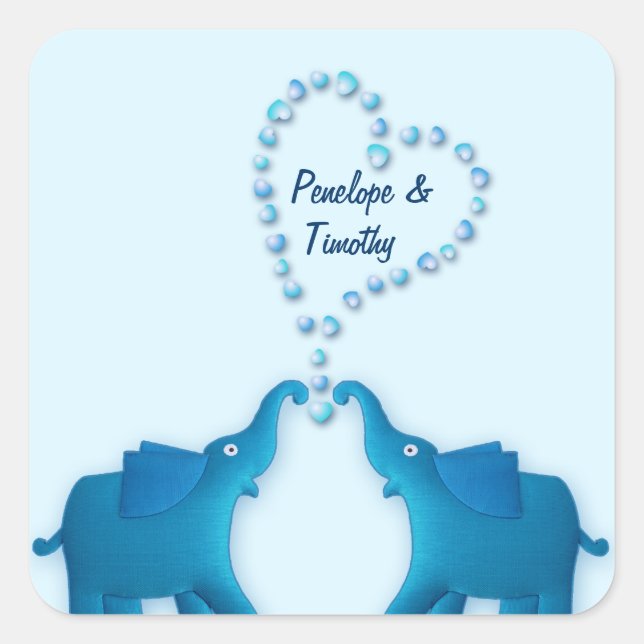 Adesivo Quadrado elefantes azuis (Frente)