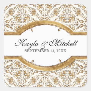 Adesivo Quadrado Elegância 2 do traje de cerimónia, selo de