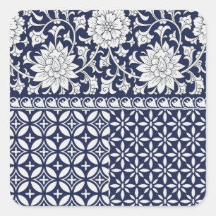 Adesivo Quadrado Elegância Chinesa: Ornamento Sem Costura