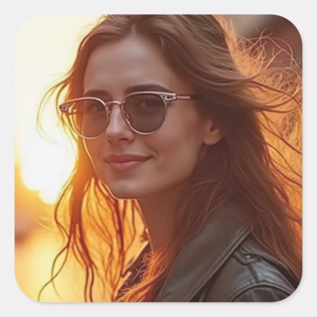 Adesivo Quadrado Elegância da hora do ouro (Frente)