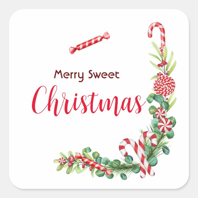 Adesivo Quadrado Elegância de menta-pimenta (Frente)