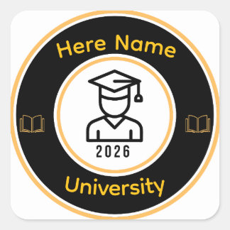 Adesivo Quadrado Elegant 2026 Graduate | Personalized Gold Seal