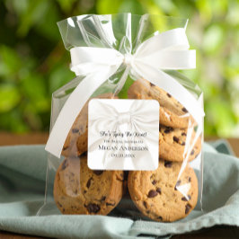 Adesivo Quadrado Elegant and Simple Bow Theme Wedding Shower